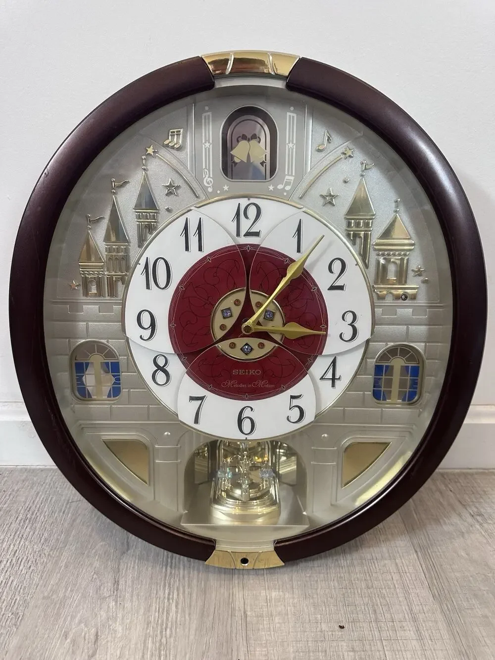 Seiko Melodies in Motion Wall Clock QXM565BRH Swarovski Crystals 24 Melodies